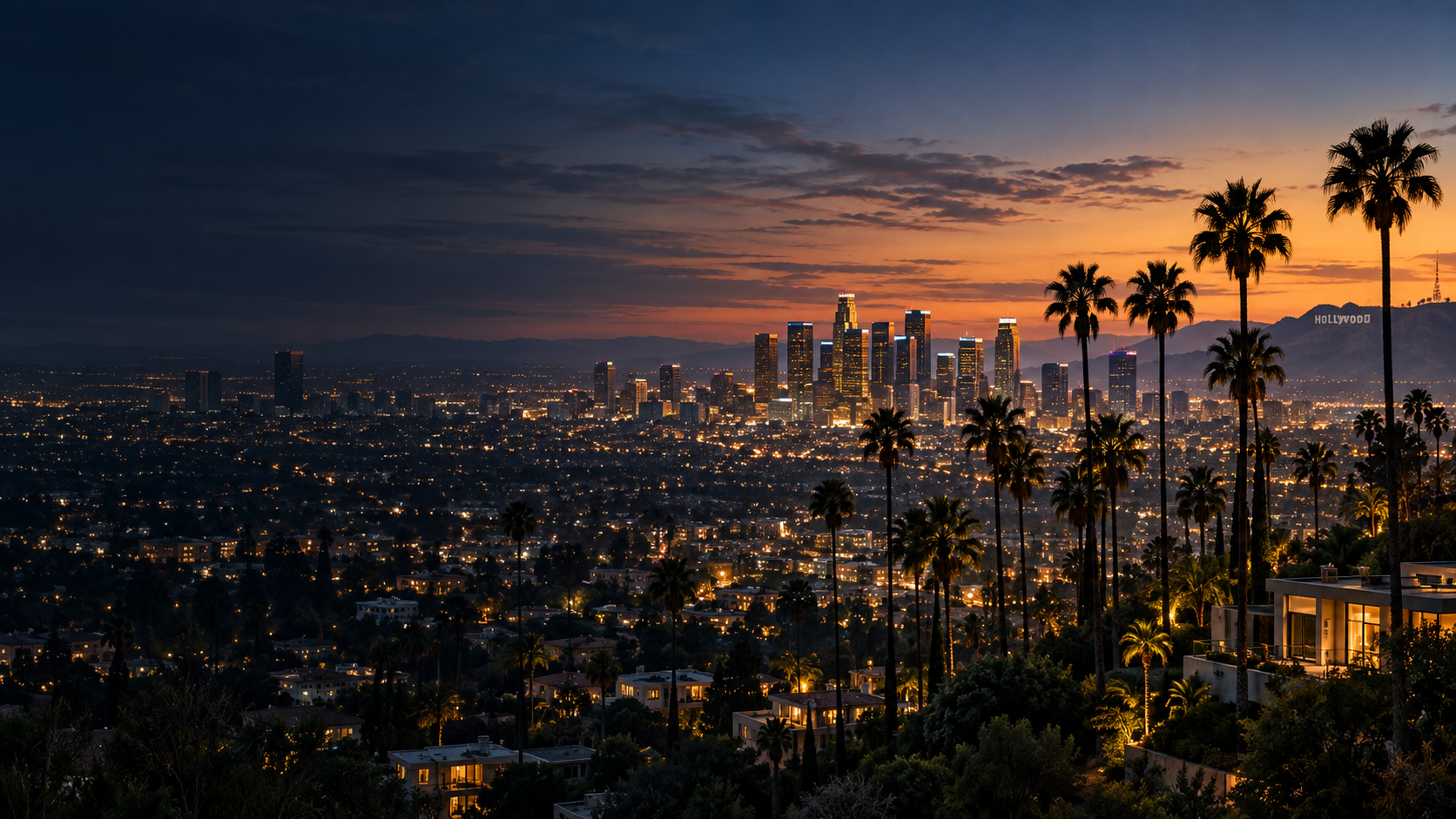 Los Angeles skyline at dusk